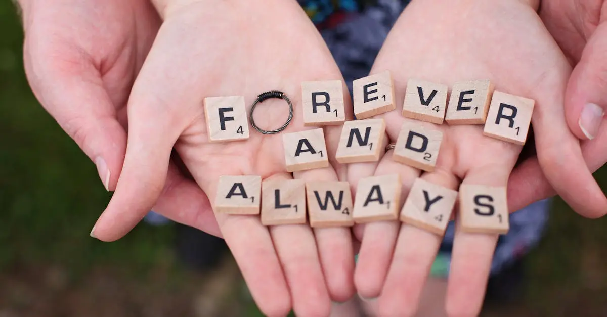 Two hands holding Scrabble tiles spelling ‘Forever and Always,’ symbolizing long-term commitment and peace of mind with expat health insurance.