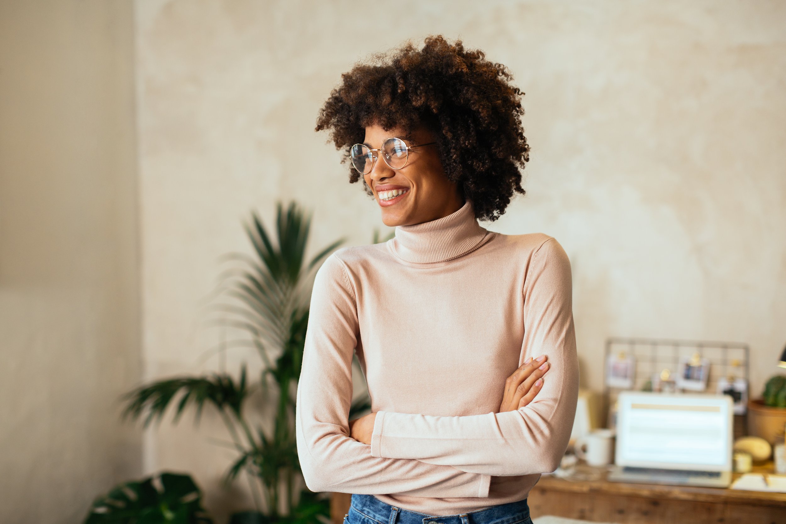 Profile Of An Black Businesswoman In Office